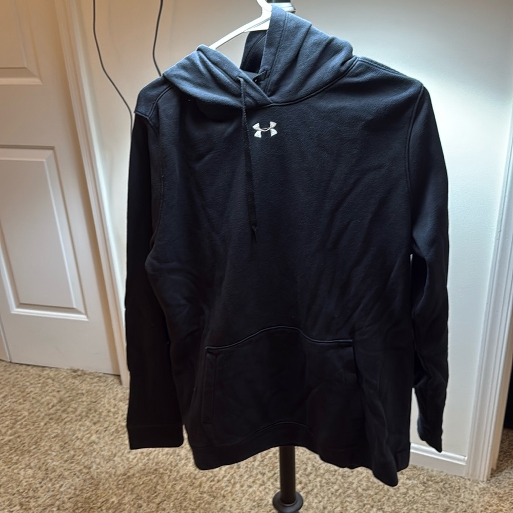 Under Armour Women's Hustle Fleece Hoodie, Black, Loose, Large